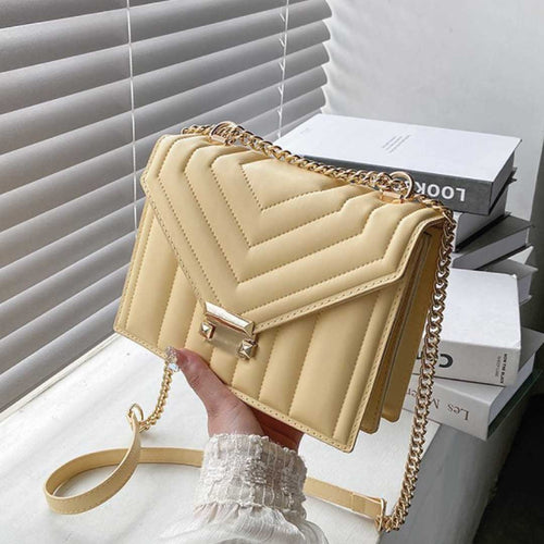 ClaudiaG Roxy Shoulder Bag chic quilted vegan leather mini bag with gold turn-lock closure and chain strap