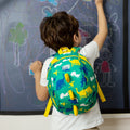 Suveno - Dinosaur Toddler Backpack in green polyester, featuring colorful dinosaur print and 3D yellow spikes
