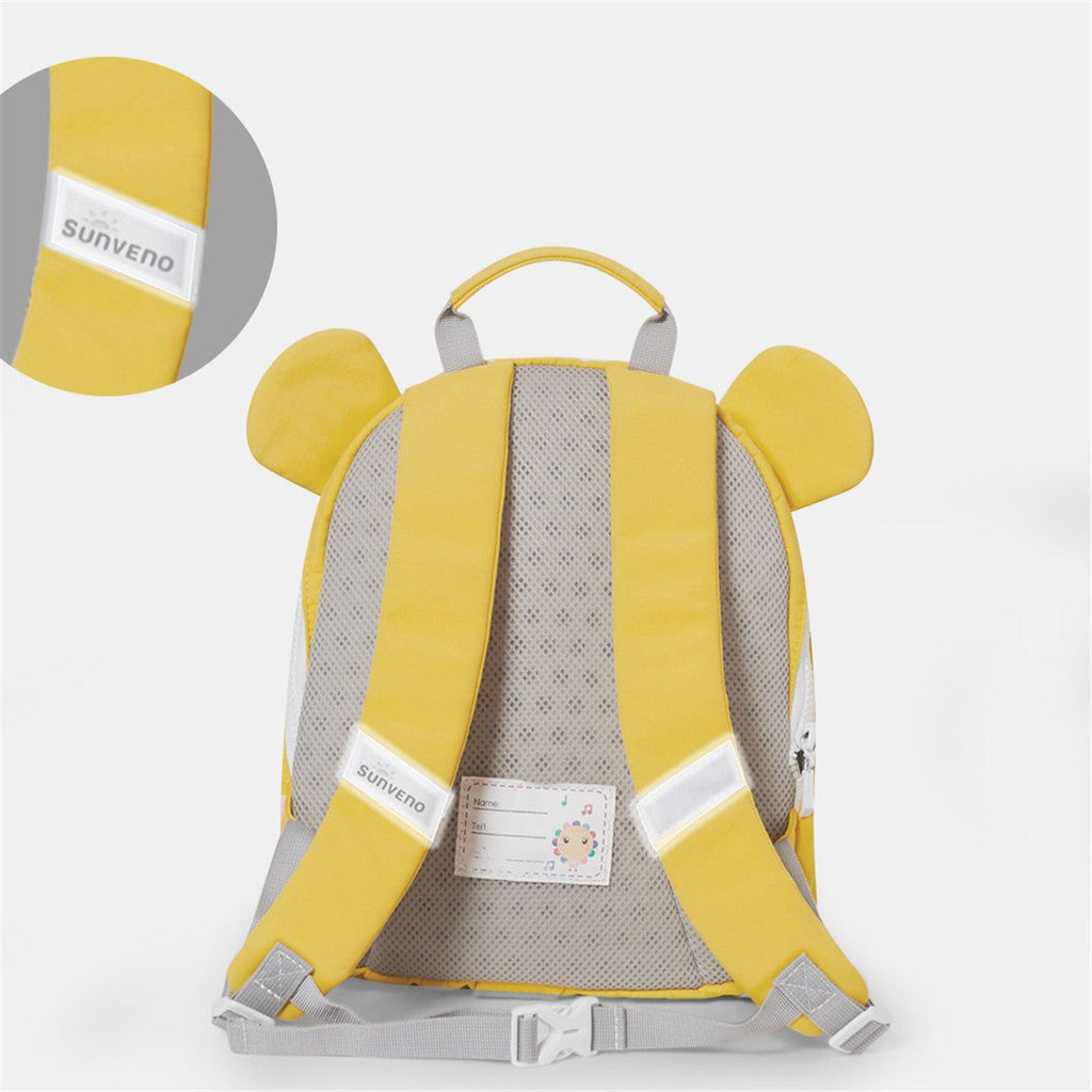 Suveno - Fun Friends Interactive Backpack in yellow polyester with bear ears, mesh back and reflective straps