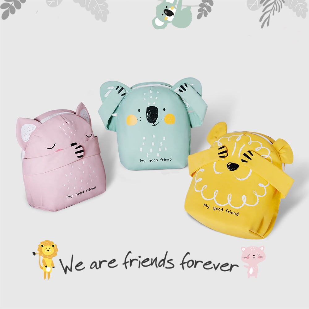 Suveno - Fun Friends Interactive Backpack in pink, mint and yellow polyester with cute animal faces and magnetic arms