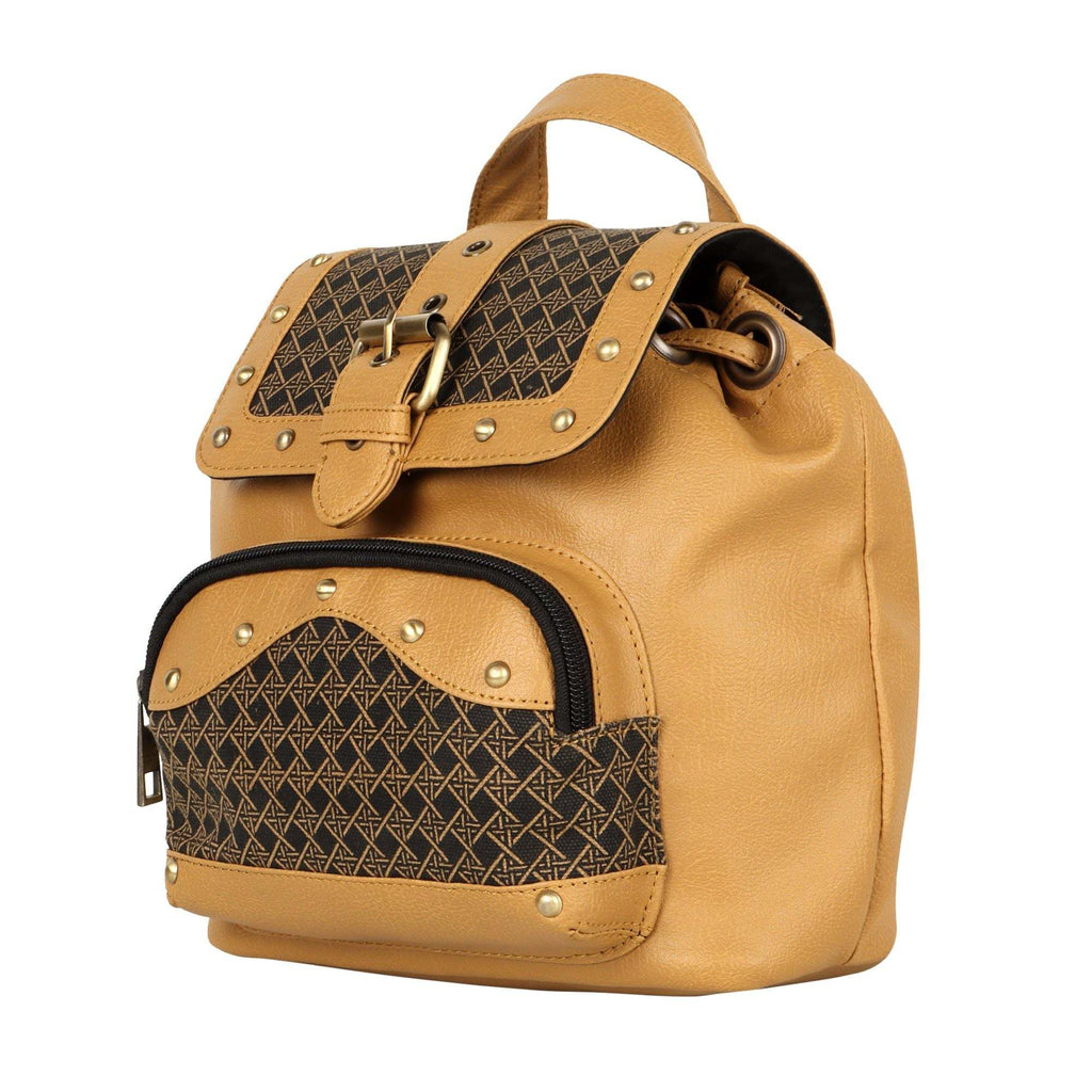 Vann & Co Tayla Diamond Print mini backpack with upcycled materials and reclaimed leather details