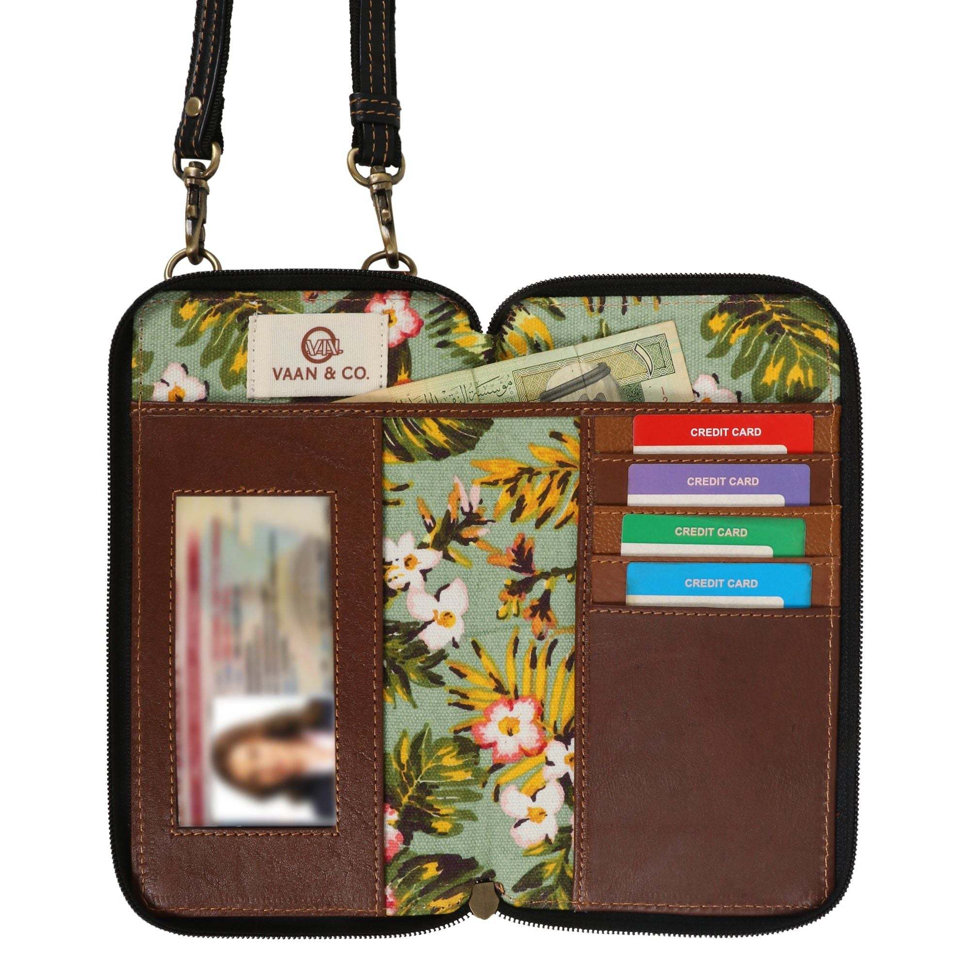 Vaan & Co Laguna Prism Cellphone Crossbody Bag in upcycled leather, sleek and compact design for organized everyday carry