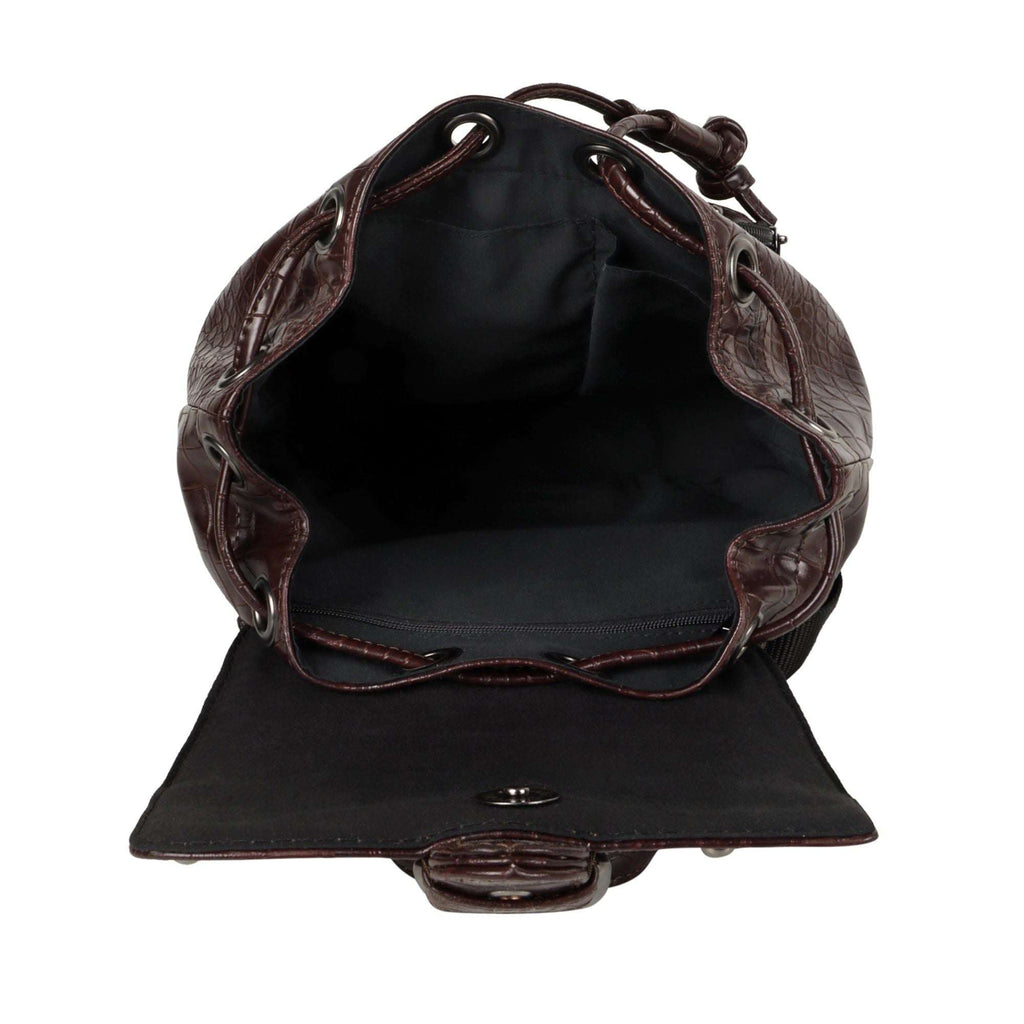 Vann & Co Katy Croc Print Mini Backpack with reclaimed leather and sustainable upcycled materials