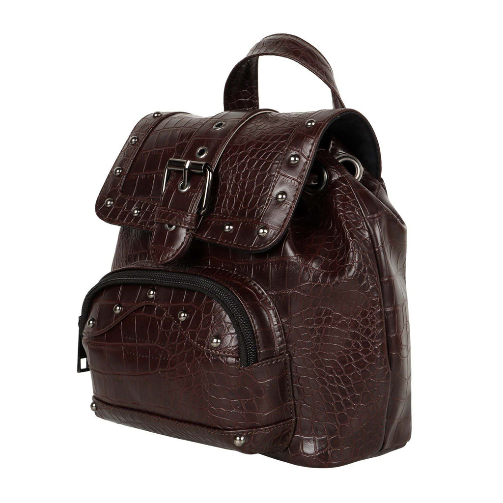 Vann & Co Katy Croc Print Mini Backpack in reclaimed leather with sustainable upcycled materials