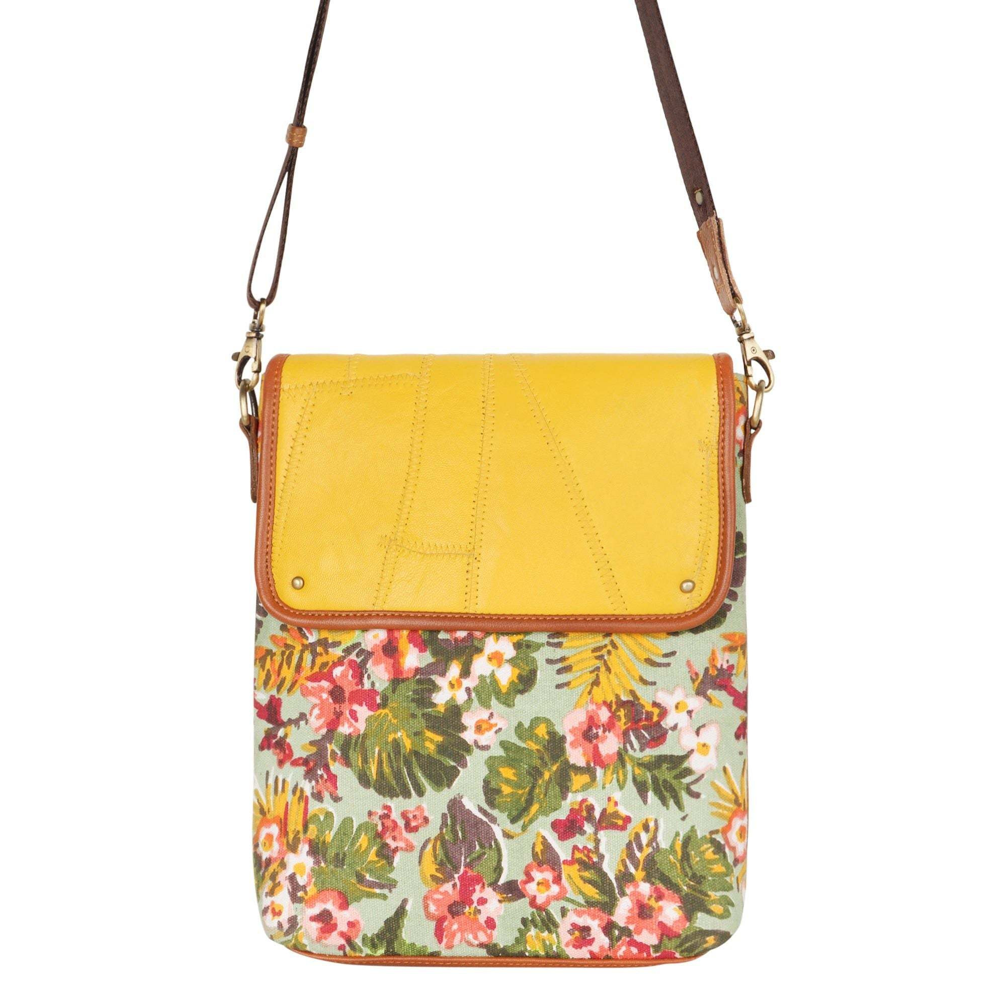 Vaan & Co Cavalier Crossbody bag in herringbone upcycled leather and recycled canvas.