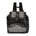 Vaan & Co Millie houndstooth print mini backpack with upcycled materials and reclaimed leather accents