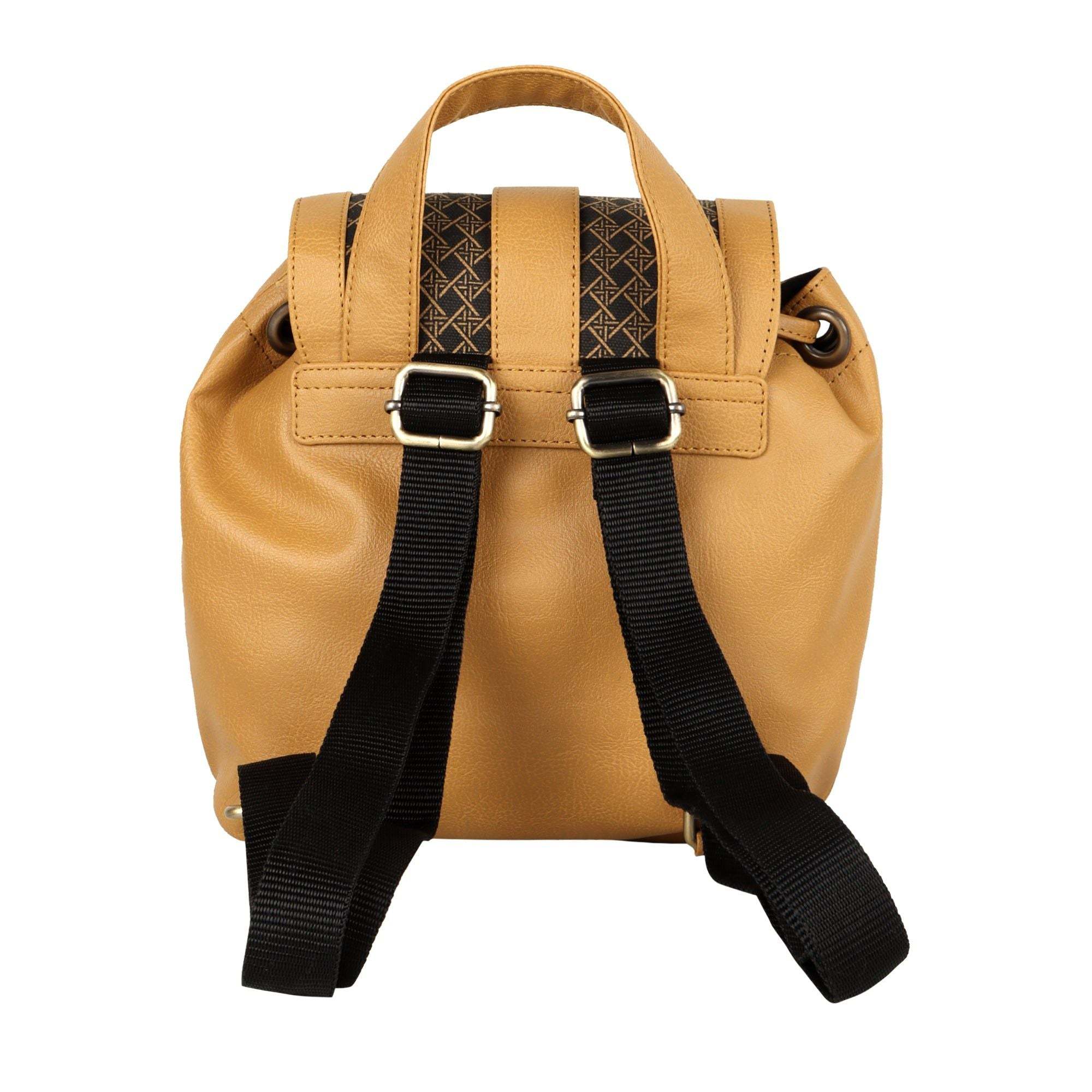 Vann & Co Tayla Diamond Print mini backpack made from upcycled materials with reclaimed leather details