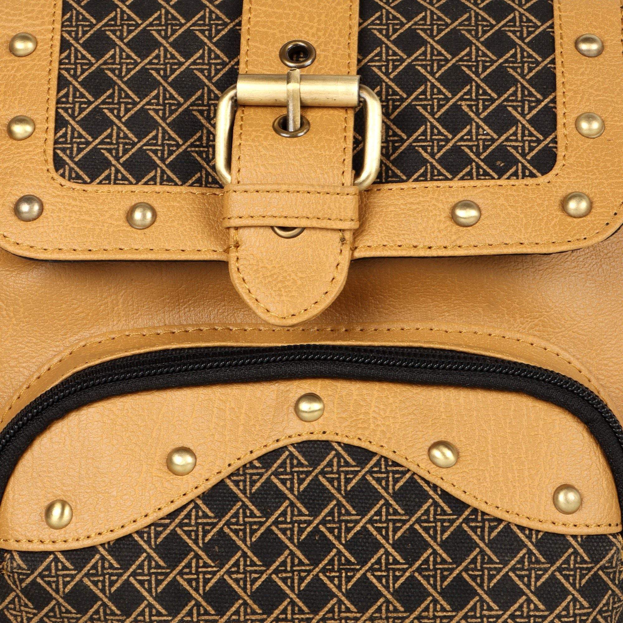 Vann & Co Tayla Diamond Print mini backpack with reclaimed leather and sustainable upcycled materials