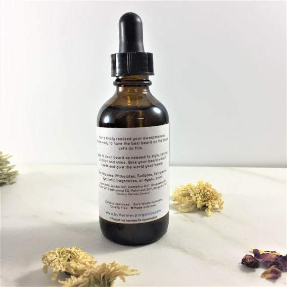 Best Beard On The Block organic beard oil jar with natural ingredients by Butter Me Up Organics
