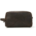 Genuine leather toiletry bag made from durable crazy horse leather with multiple pockets for travel organization