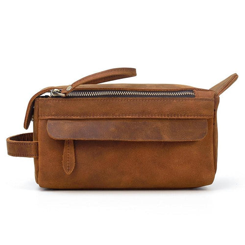 Dado Leather Dopp Kit handmade toiletry bag in premium Crazy Horse leather with multiple pockets for travel essentials