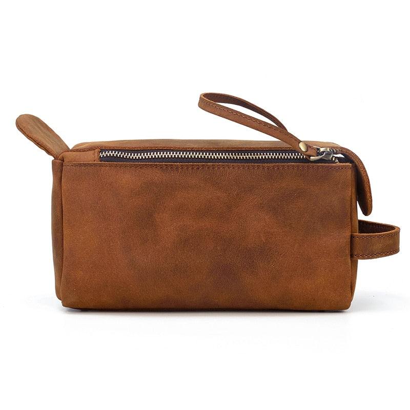 Dado Leather Dopp Kit handmade leather toiletry bag in Crazy Horse leather for travel organization