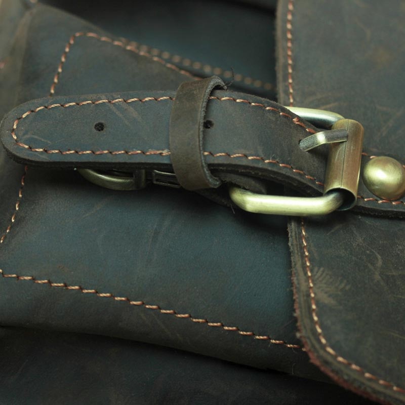 The Faust Leather Crossbody Messenger Bag in full-grain crazy horse leather for camera and everyday use
