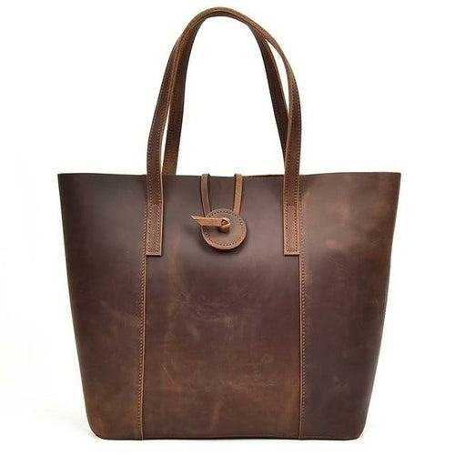 Handcrafted Crazy Horse Leather Tote Bag with ergonomic straps and removable clutch