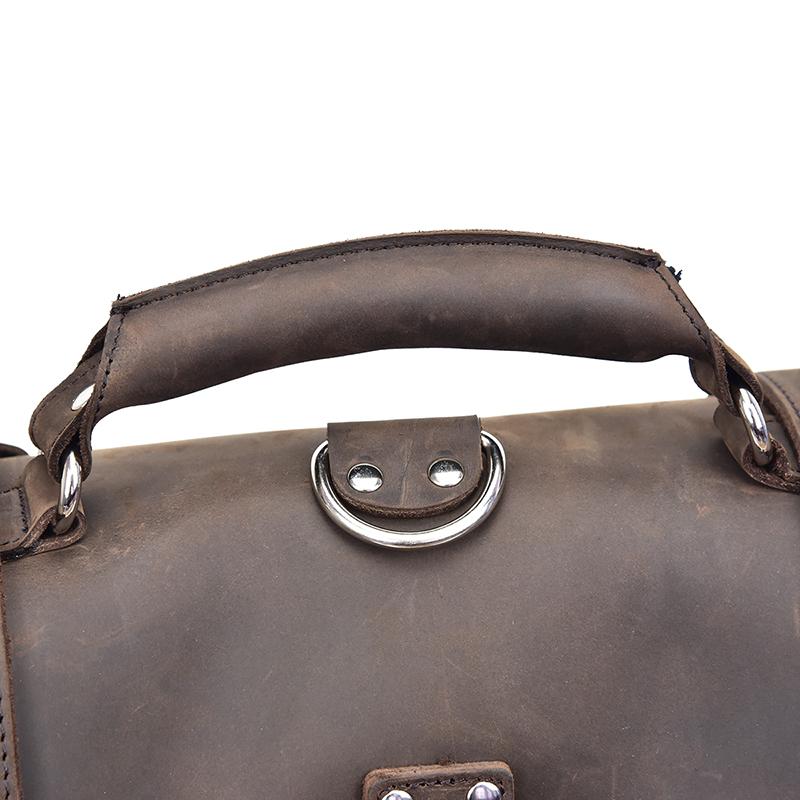 Gustav Vintage Leather Messenger Bag made of premium crazy horse leather with top handle and removable shoulder strap