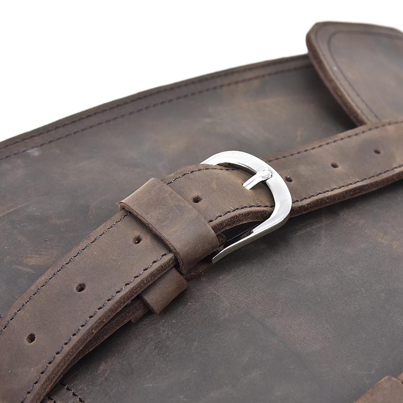 Gustav Vintage Leather Messenger Bag in premium crazy horse leather with multiple compartments and adjustable shoulder strap