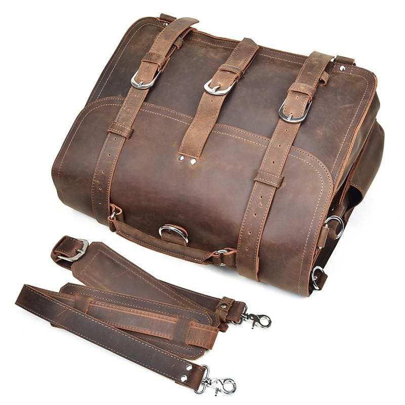 Gustav Vintage Leather Messenger Bag handcrafted retro leather shoulder bag with adjustable strap and laptop compartment