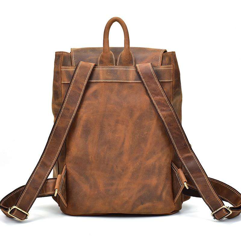Hagen Backpack vintage genuine cowhide leather with multiple pockets and adjustable straps