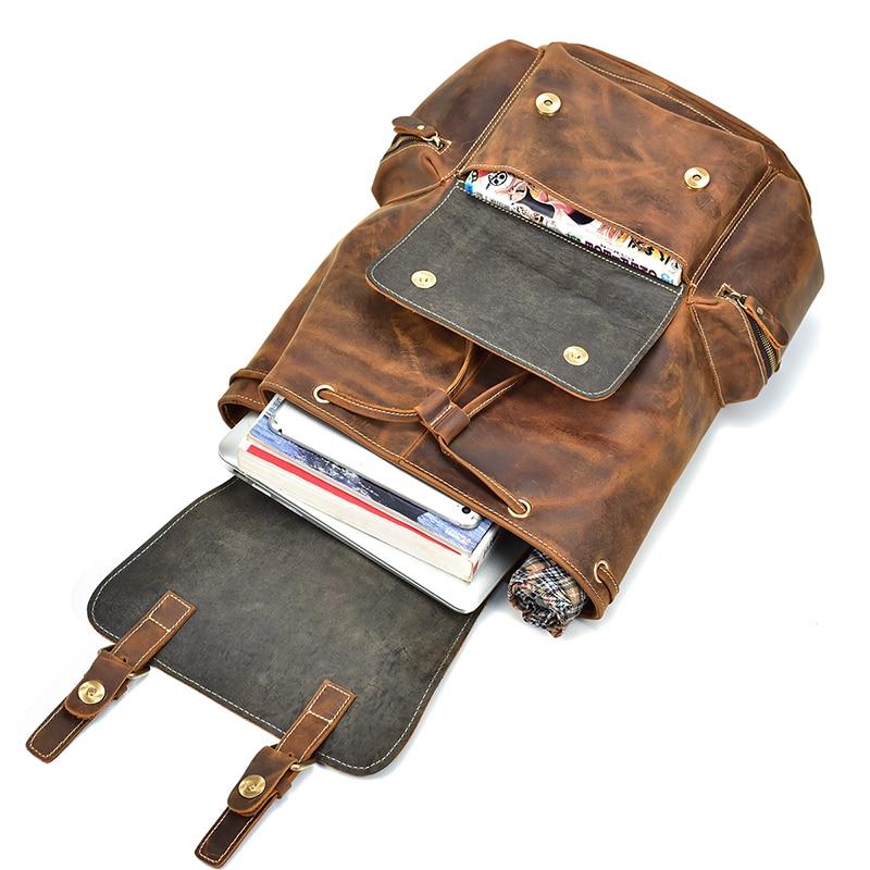 Hagen Backpack vintage genuine leather with front magnetic pocket and adjustable straps