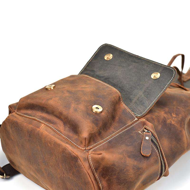 Hagen Backpack vintage genuine leather backpack with magnetic front pocket and adjustable straps