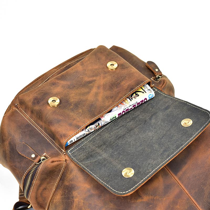 Hagen Backpack vintage genuine leather with multiple pockets and adjustable straps