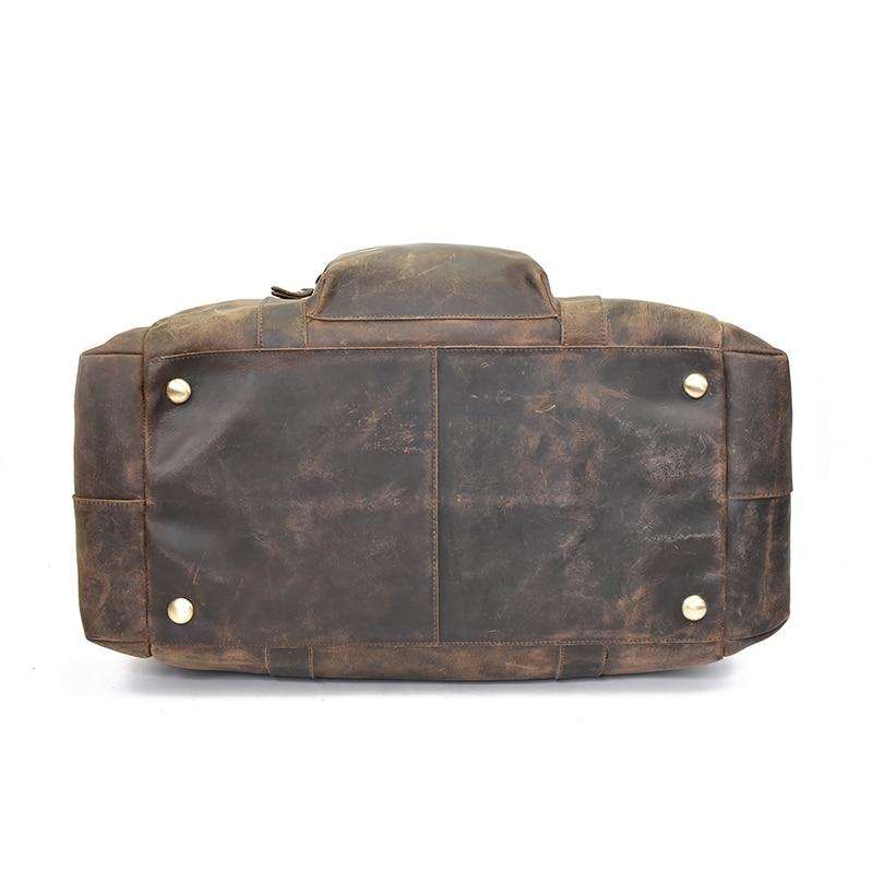The Colden Leather Duffle Bag in premium crazy horse leather with spacious interior and adjustable shoulder strap