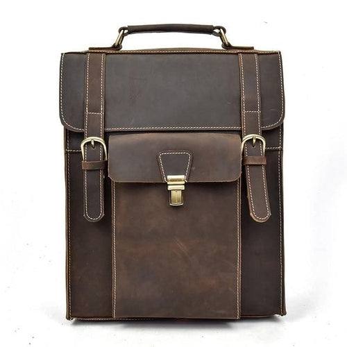 Vali Backpack handmade vintage high-quality crazy horse leather with multiple zippered compartments and adjustable straps