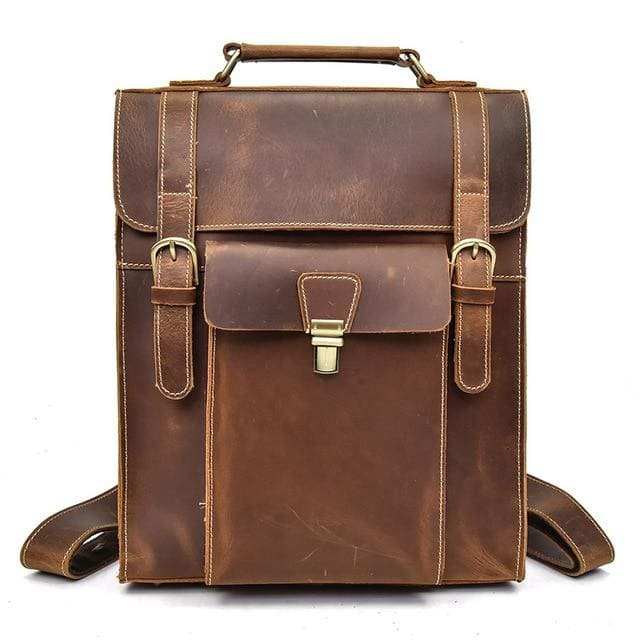 Vali Backpack handmade vintage leather high-quality sleek minimalist design with adjustable straps and multiple zippered compartments