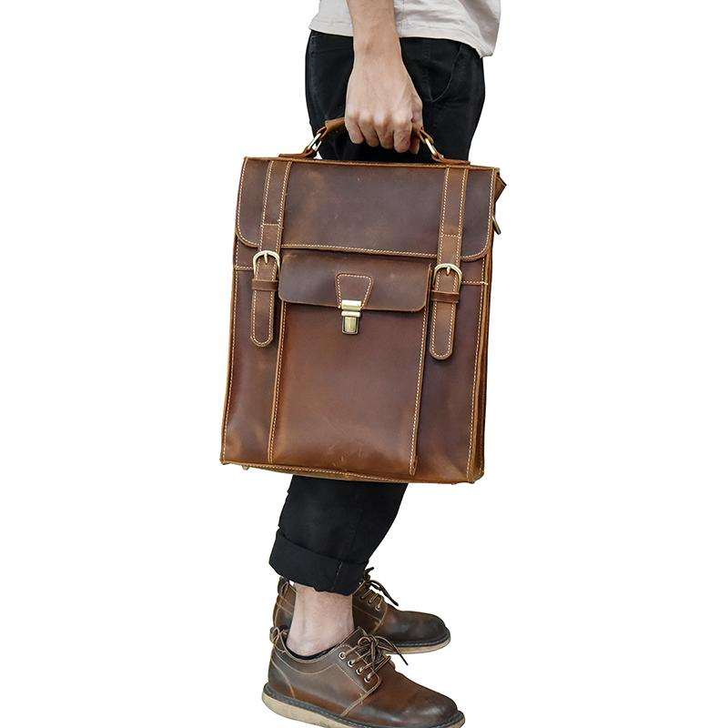 Vali Backpack handmade vintage crazy horse leather bag with ergonomic straps and multiple zippered compartments