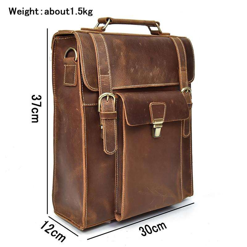 Vali Backpack handmade vintage crazy horse leather with zippered compartments and adjustable straps