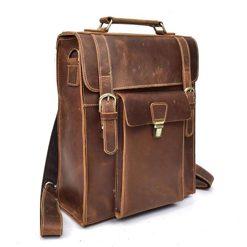 Vali Backpack handmade vintage crazy horse leather stylish spacious compartments adjustable straps