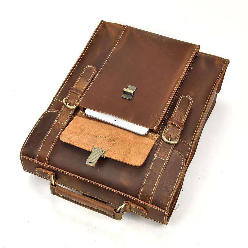 Vali Backpack handmade vintage leather backpack with zippered compartments and adjustable straps