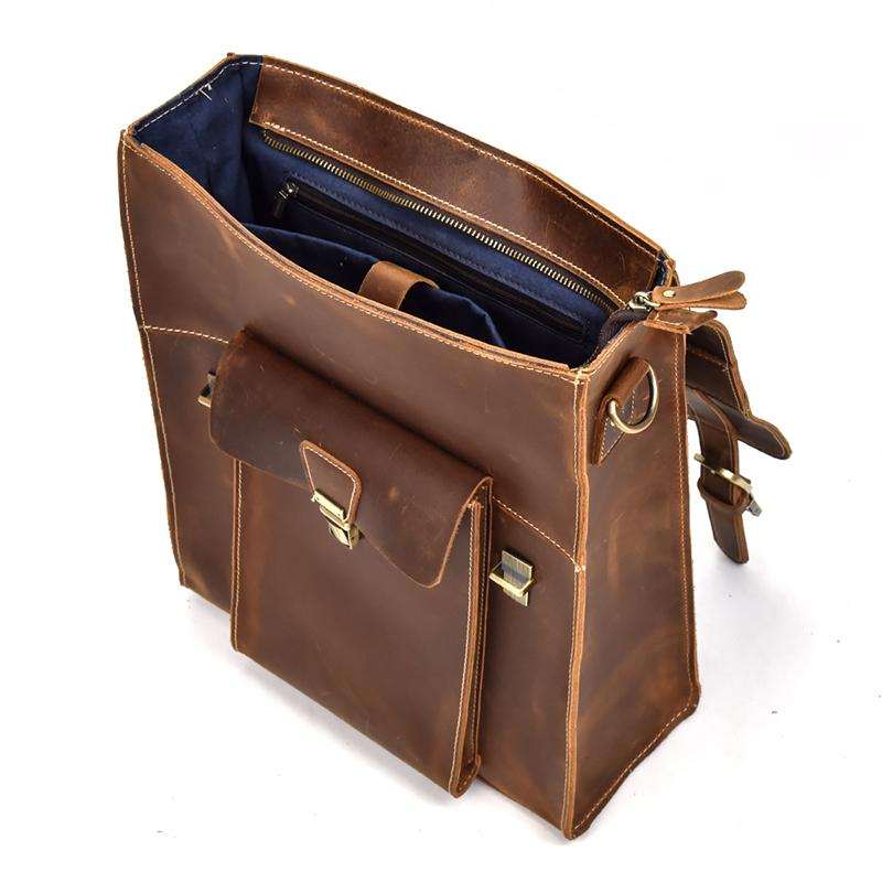 Vali Backpack handmade vintage crazy horse leather backpack with minimalist design and adjustable straps