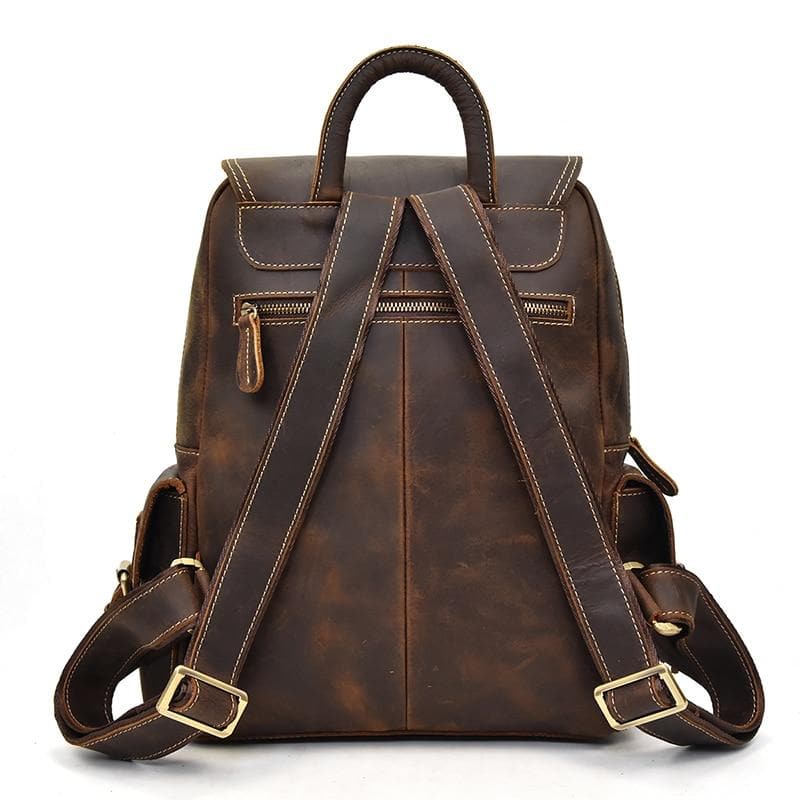 Freja Backpack handcrafted crazy horse leather multifunctional travel bag with multiple pockets and adjustable straps