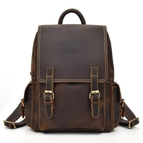 Freja Backpack handcrafted crazy horse leather travel backpack with spacious compartments and adjustable straps