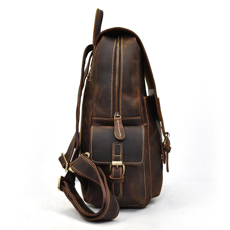 Freja Backpack handcrafted crazy horse leather travel backpack with multiple compartments and ergonomic straps