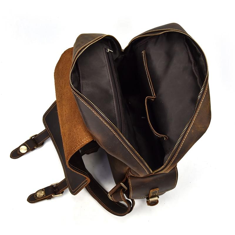 Freja Backpack handcrafted crazy horse leather travel backpack with multiple compartments and adjustable straps