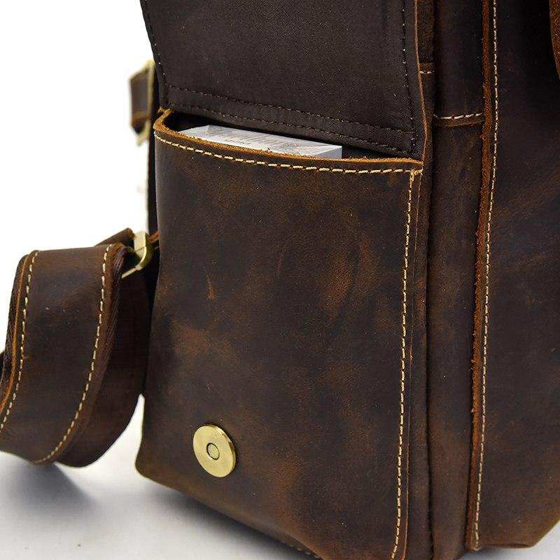 Freja Backpack handcrafted leather travel bag with multiple compartments and adjustable straps