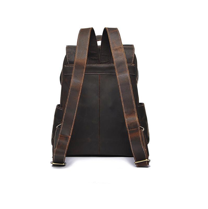 The Helka Backpack vintage leather backpack made from genuine crazy horse leather with adjustable straps and multiple pockets for everyday use