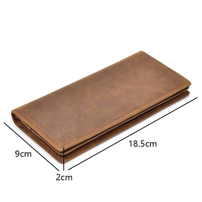 The Pathfinder bifold wallet made of genuine Crazy Horse leather with multiple card holders, clear ID window, zippered coin pocket, and slim design