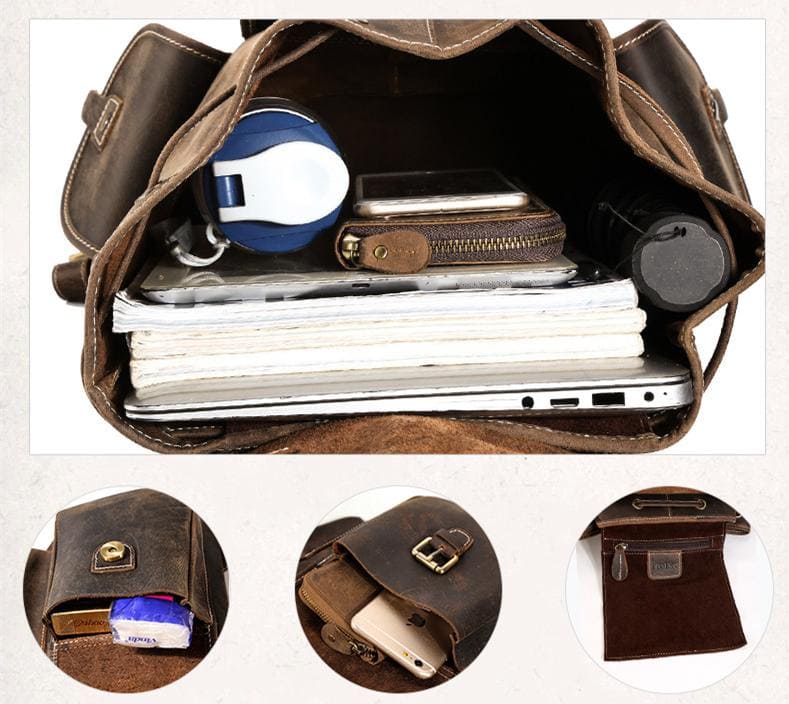 Thorsen Backpack handmade genuine leather with vintage design and spacious compartments