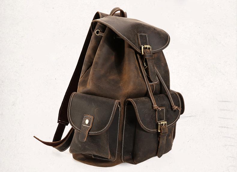 Thorsen Backpack small handmade genuine leather vintage-inspired cowhide backpack with multiple compartments and ergonomic straps
