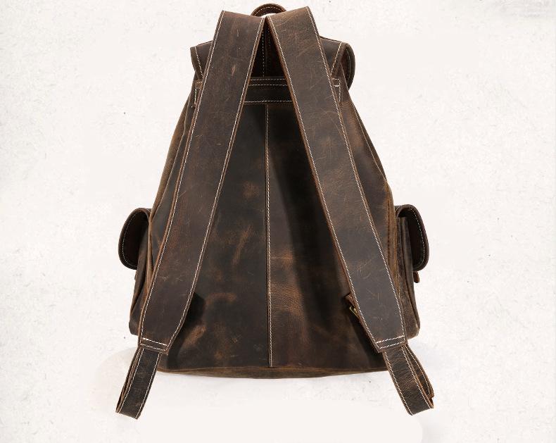 Thorsen Backpack small handmade genuine leather backpack with natural creases and vintage style