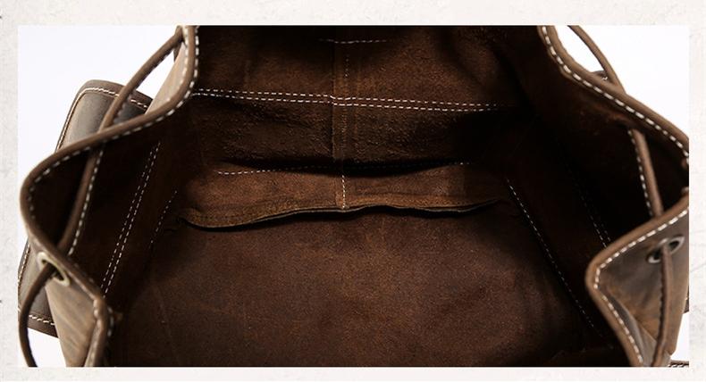 Thorsen Backpack small handmade genuine cowhide leather backpack with vintage design and multiple pockets
