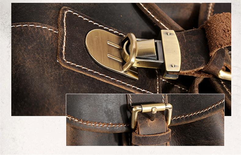 Thorsen Backpack small handmade genuine leather vintage brown backpack with front pockets and adjustable straps