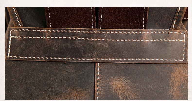 Handmade Thorsen Backpack in genuine crazy horse leather with vintage design and spacious compartments