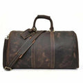 Bjarke Weekender handcrafted leather duffle bag with adjustable shoulder strap and vintage crazy horse leather finish