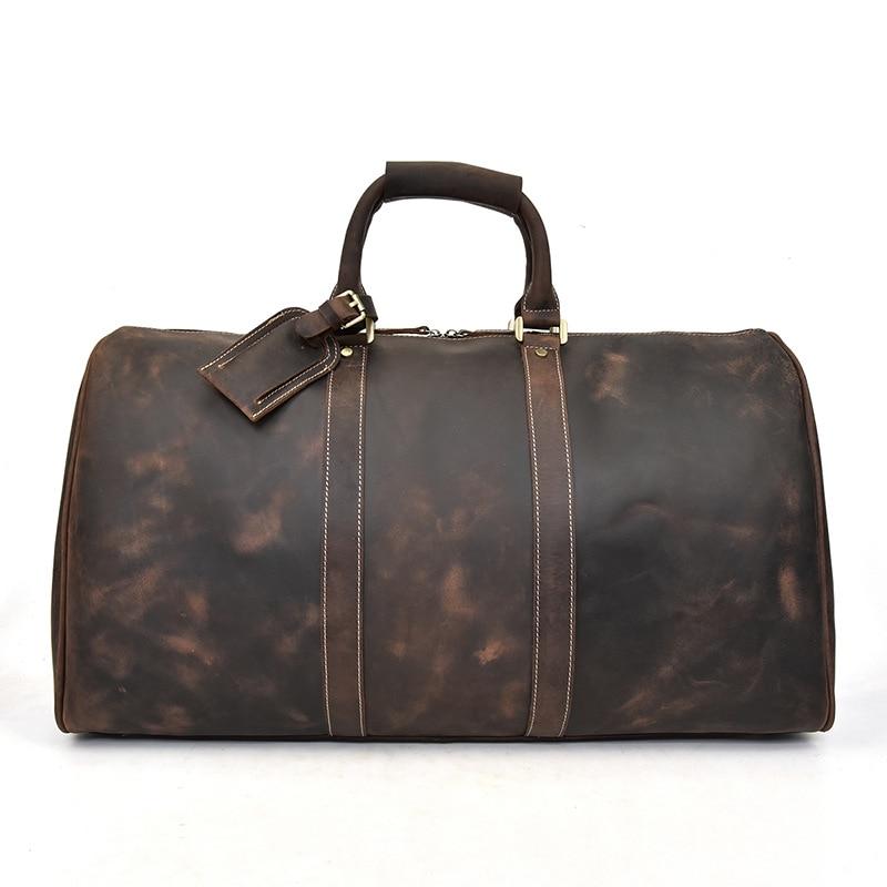 Bjarke Weekender handcrafted leather duffle bag with unique overlay design and adjustable shoulder strap