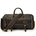 Handmade leather duffle bag in premium crazy horse leather with spacious compartments and removable shoulder strap