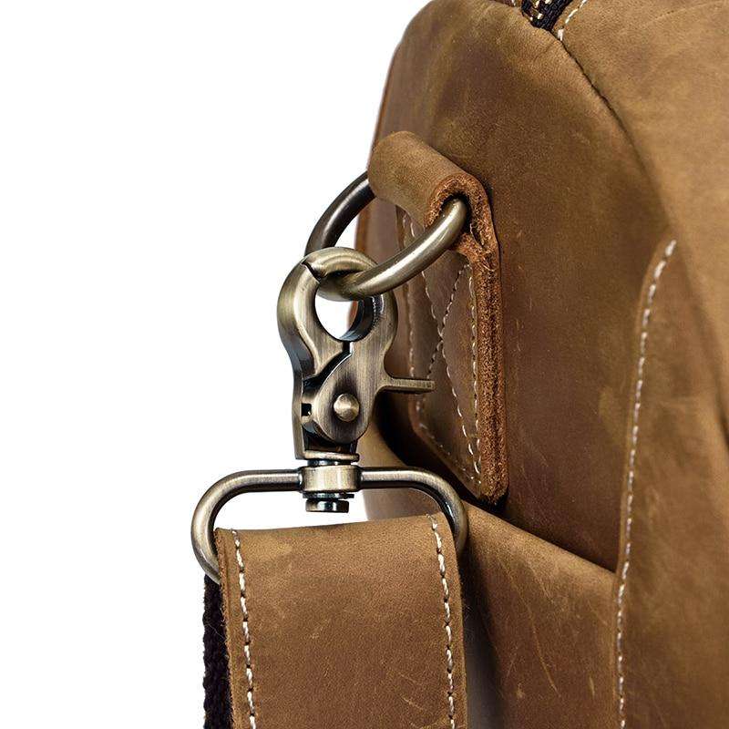 Handmade leather duffle bag in premium crazy horse leather with spacious compartments and soft leather handles